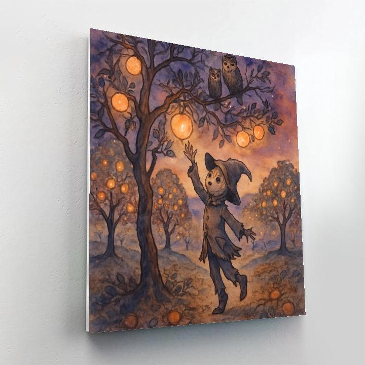 Midnight Orchard Of Lantern Apples Paint by numbers art
