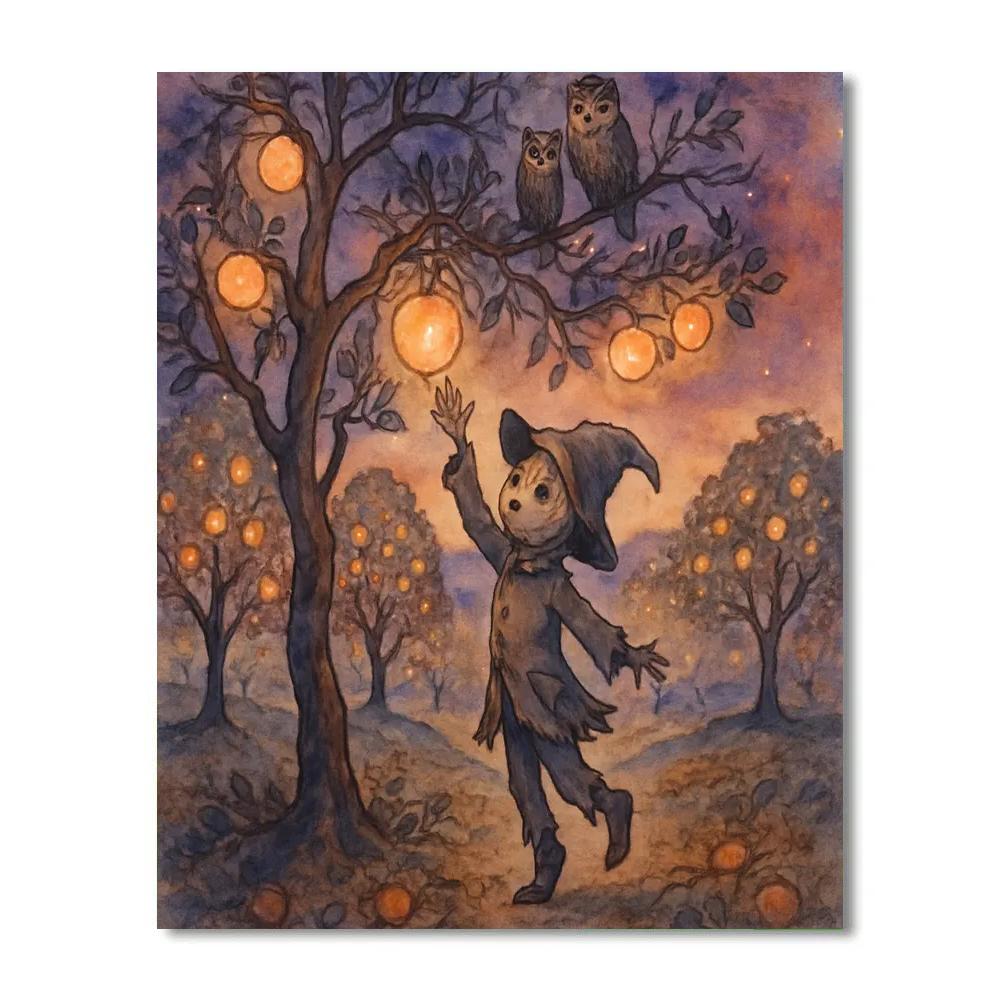 Midnight Orchard Of Lantern Apples Paint by numbers art