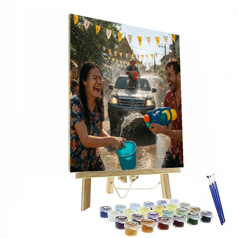 Songkran Water Street Celebration Numbered painting kits