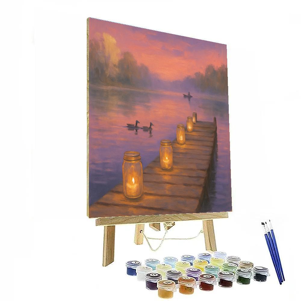 Twilight Dockside Lanterns Number painting