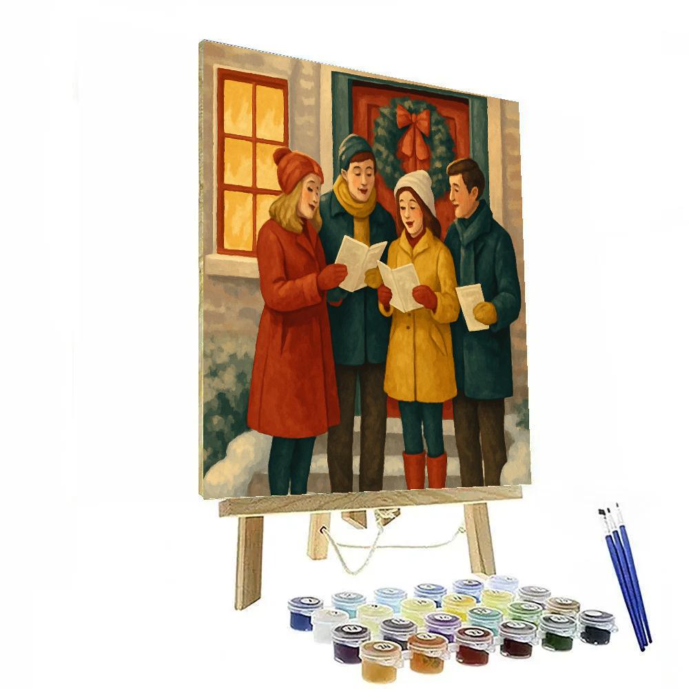 Caroling At The Door paint by color