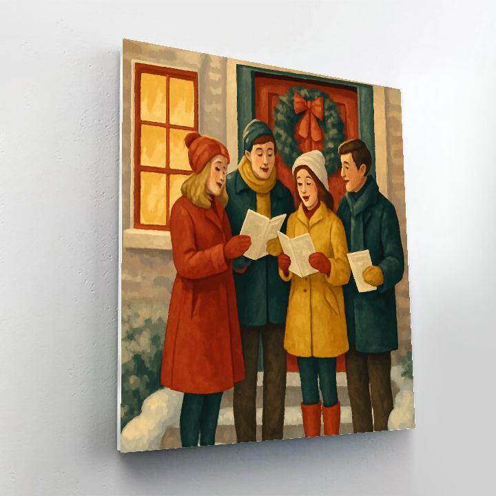 Caroling At The Door paint by color