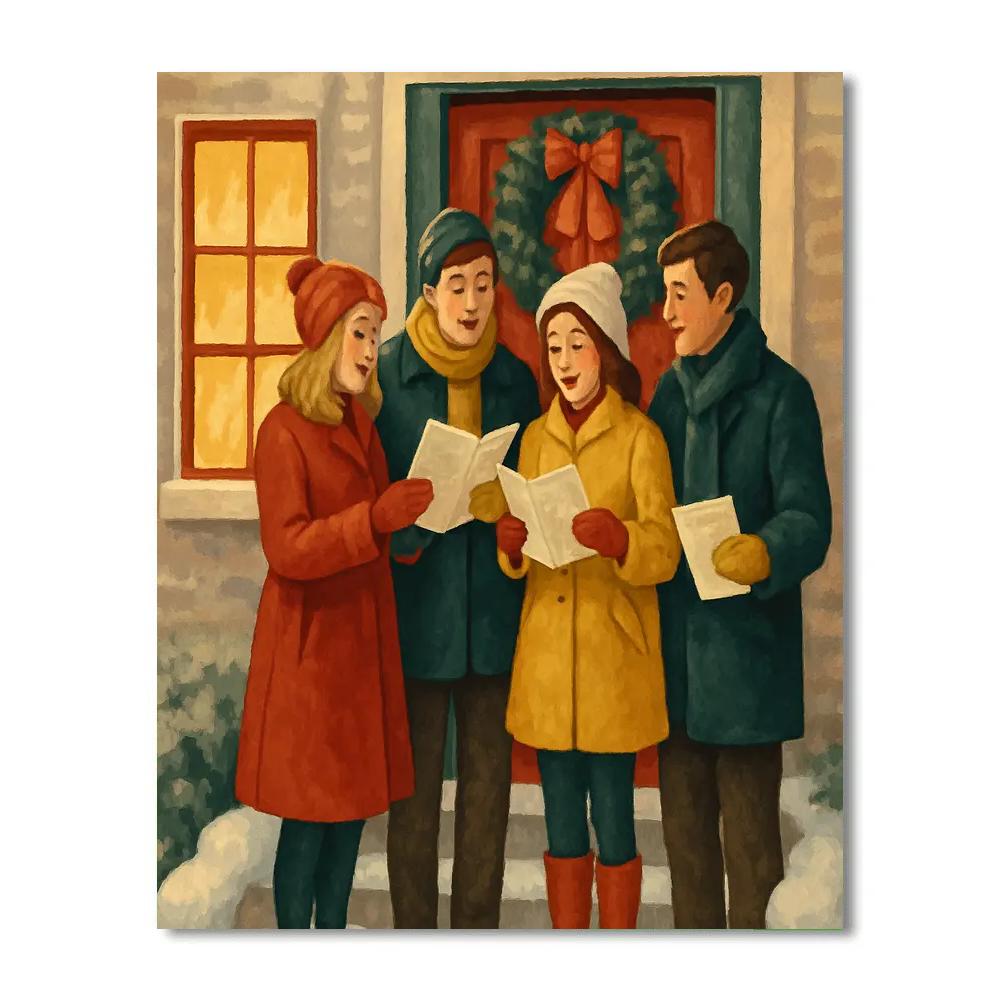 Caroling At The Door paint by color