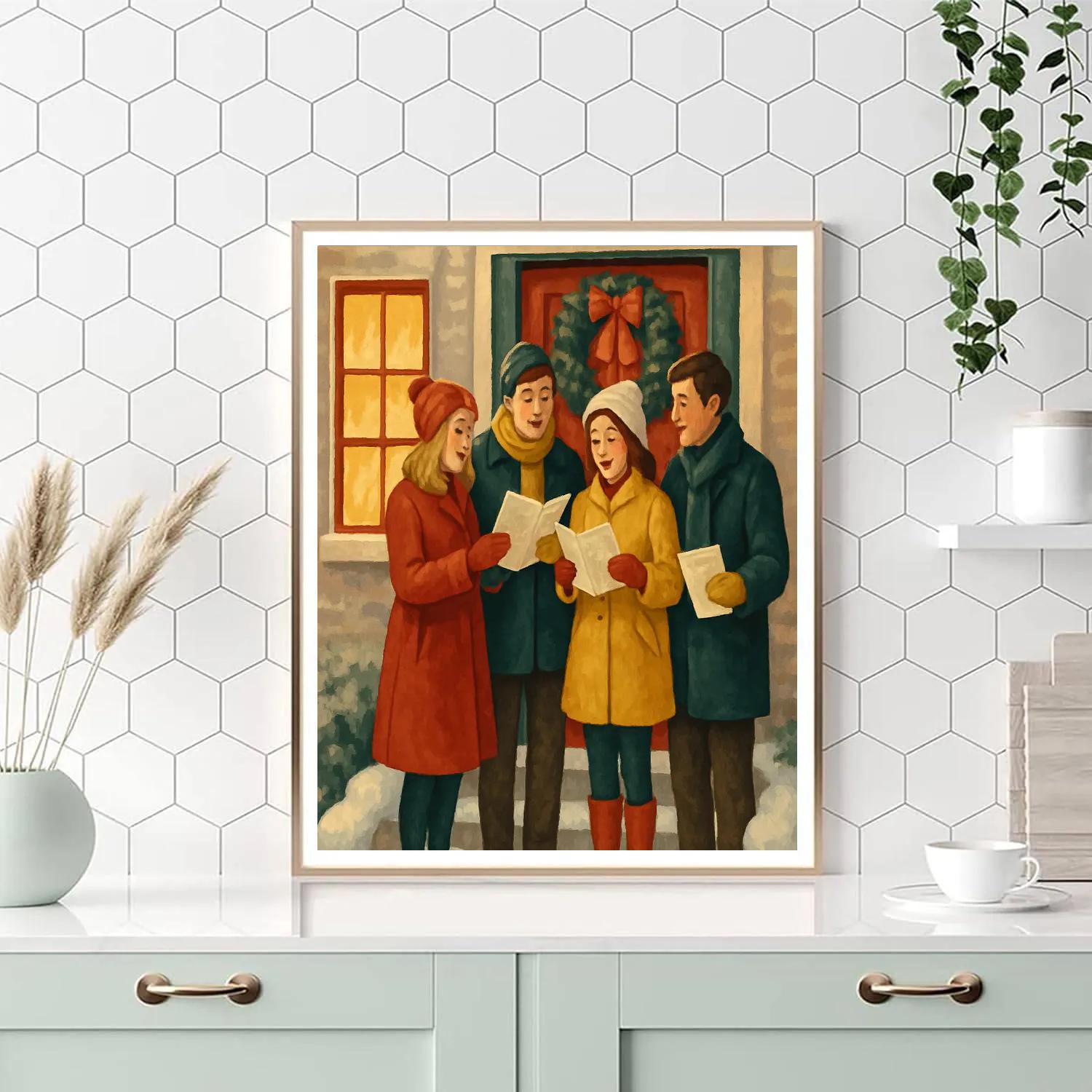Caroling At The Door paint by color