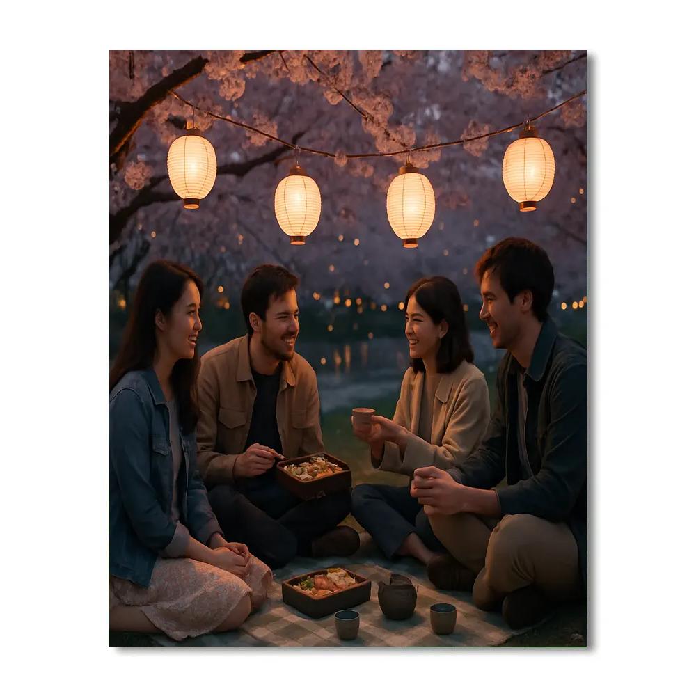 Hanami Evening Riverbank Picnic DIY paint by numbers