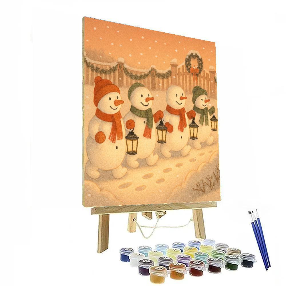 Snowman Lantern Parade paint by numbers
