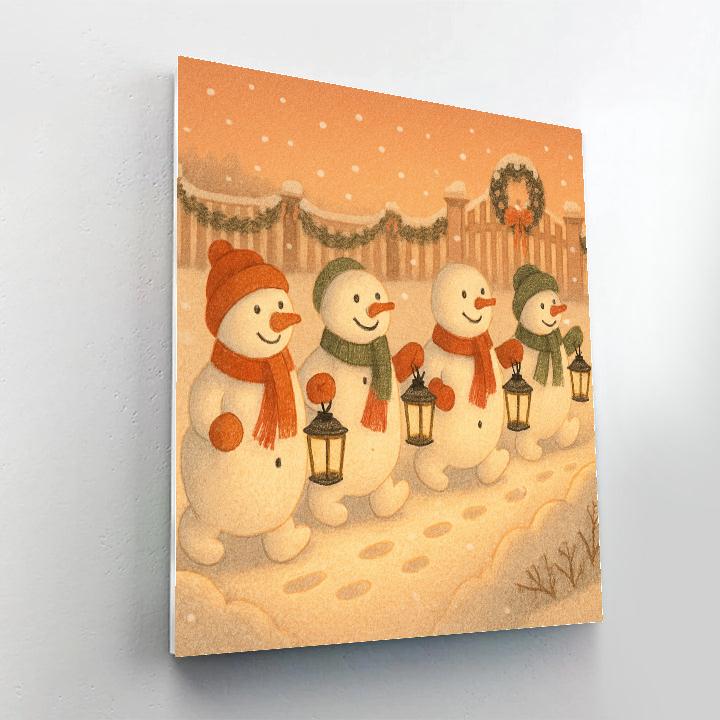 Snowman Lantern Parade paint by numbers