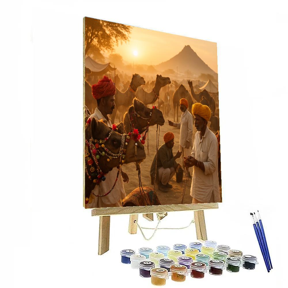 Pushkar Camel Fair Sunset paint by color
