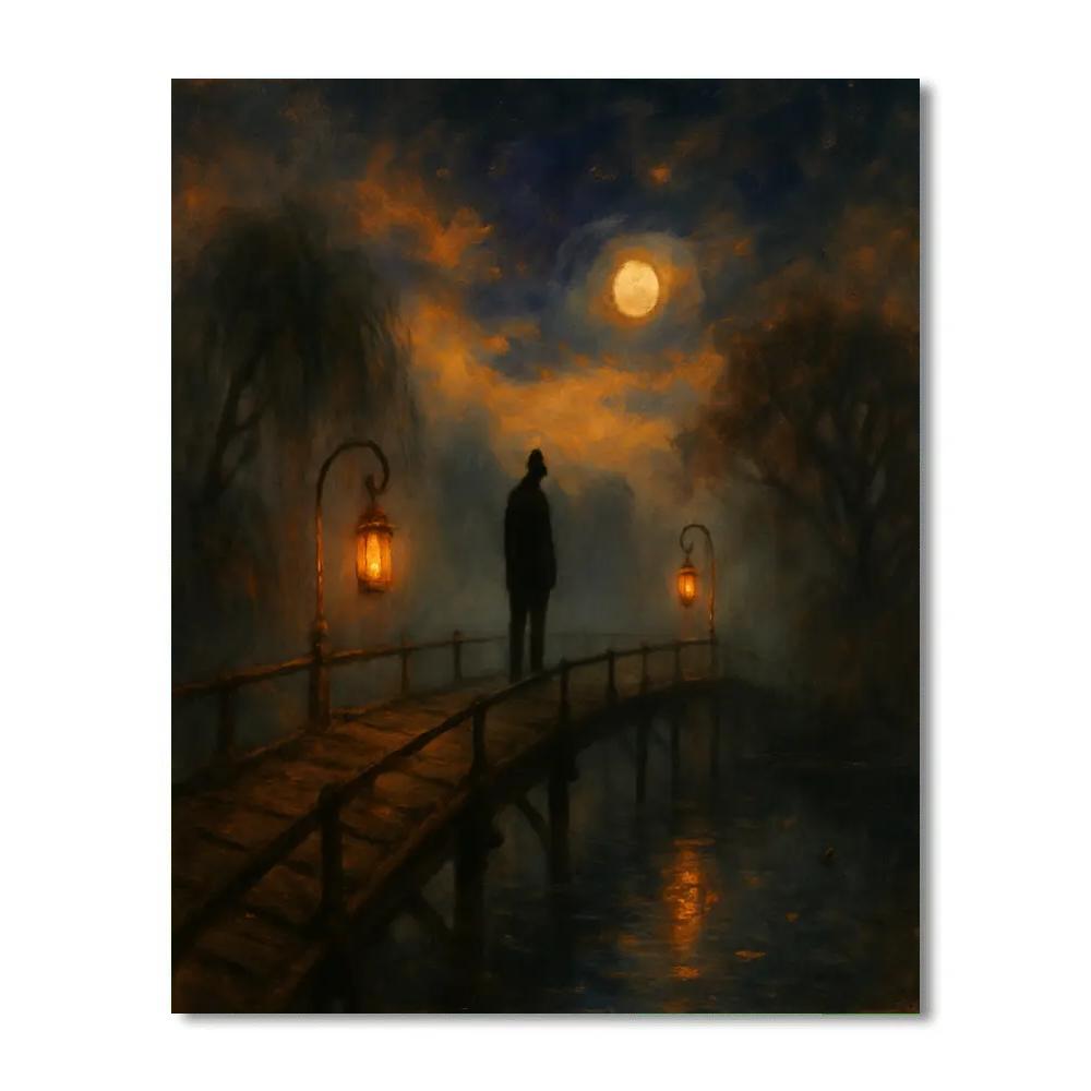 Fogbound Lantern Bridge Number painting