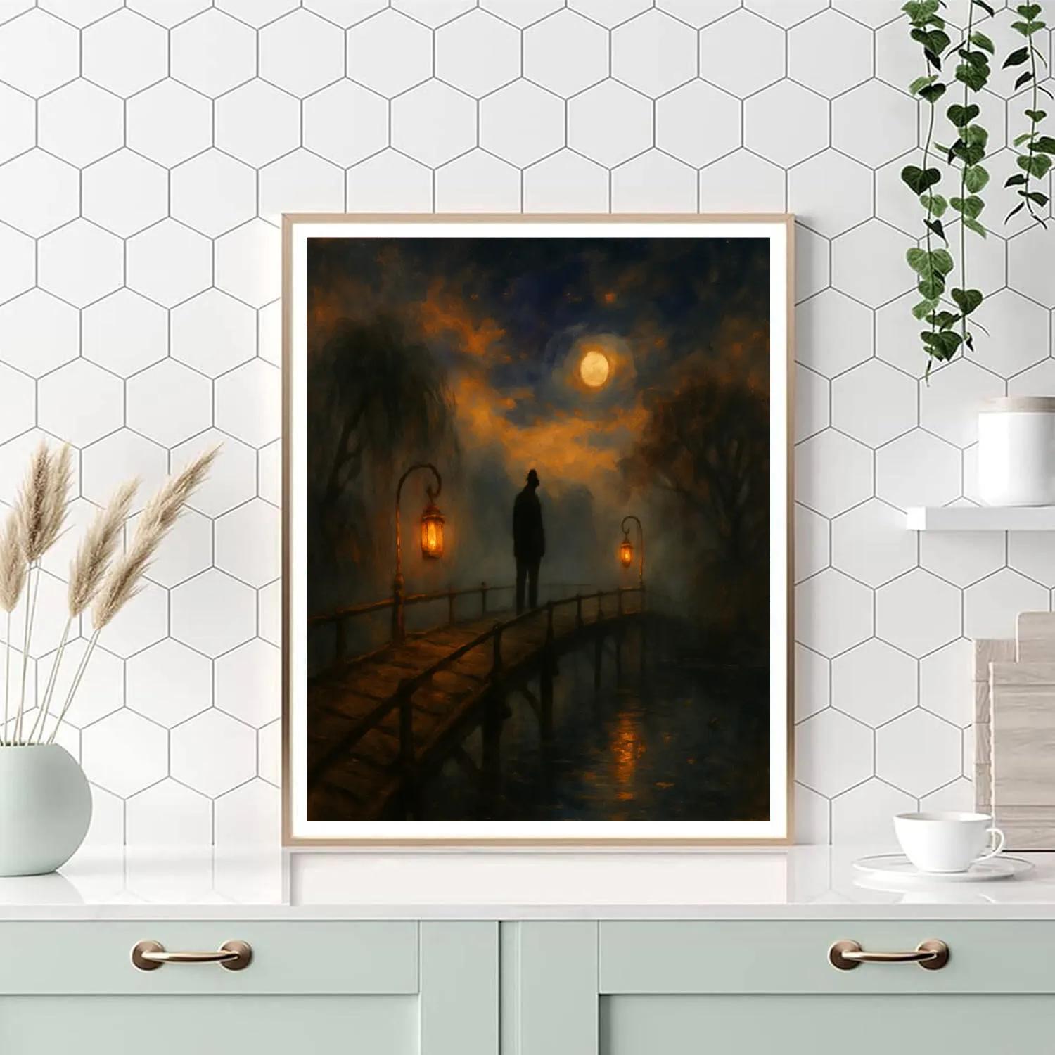 Fogbound Lantern Bridge Number painting
