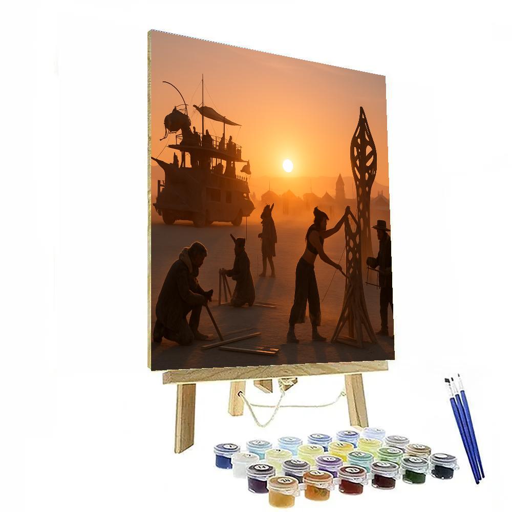 Burning Man Playa Sunrise Number painting