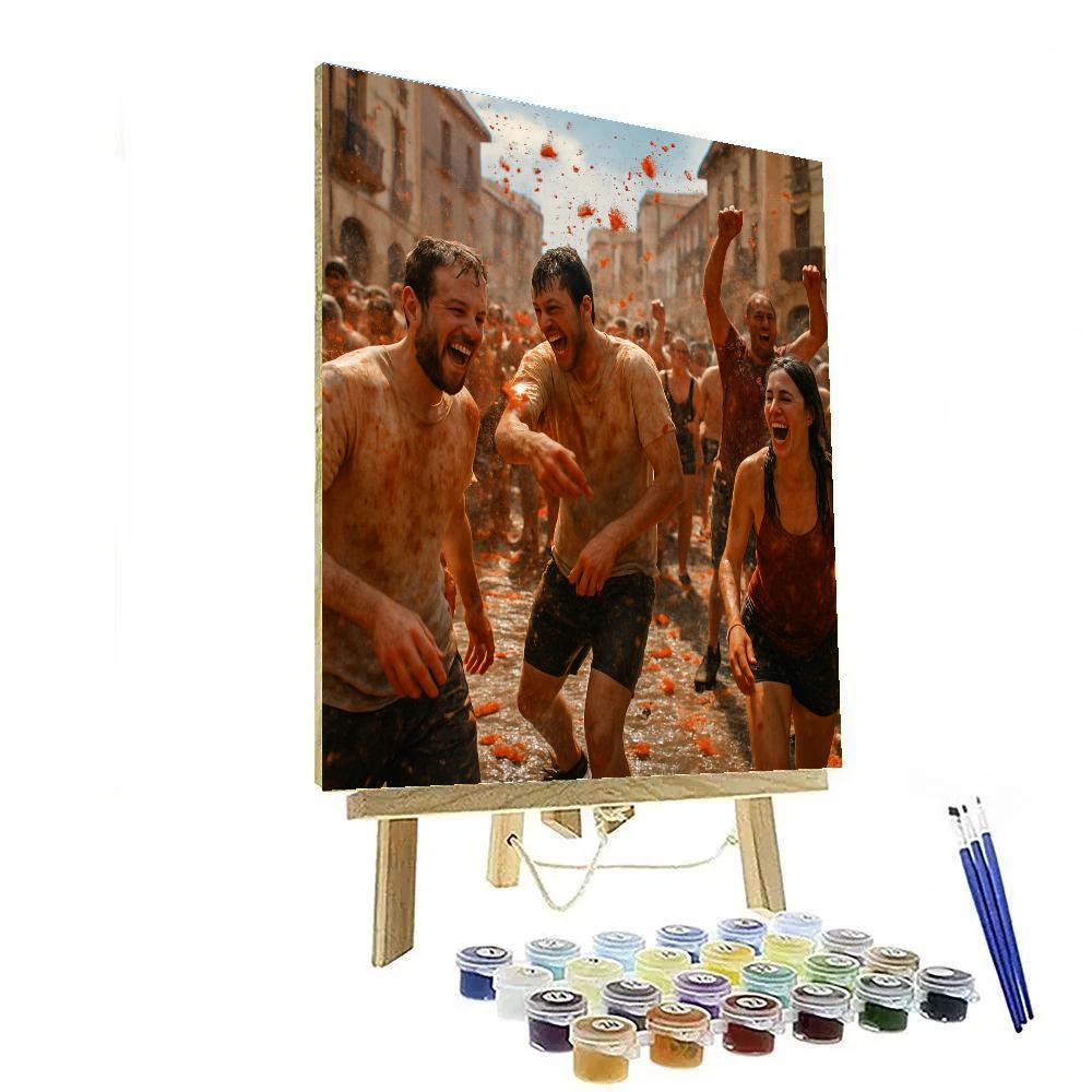 La Tomatina Tomato Throwing DIY paint by numbers