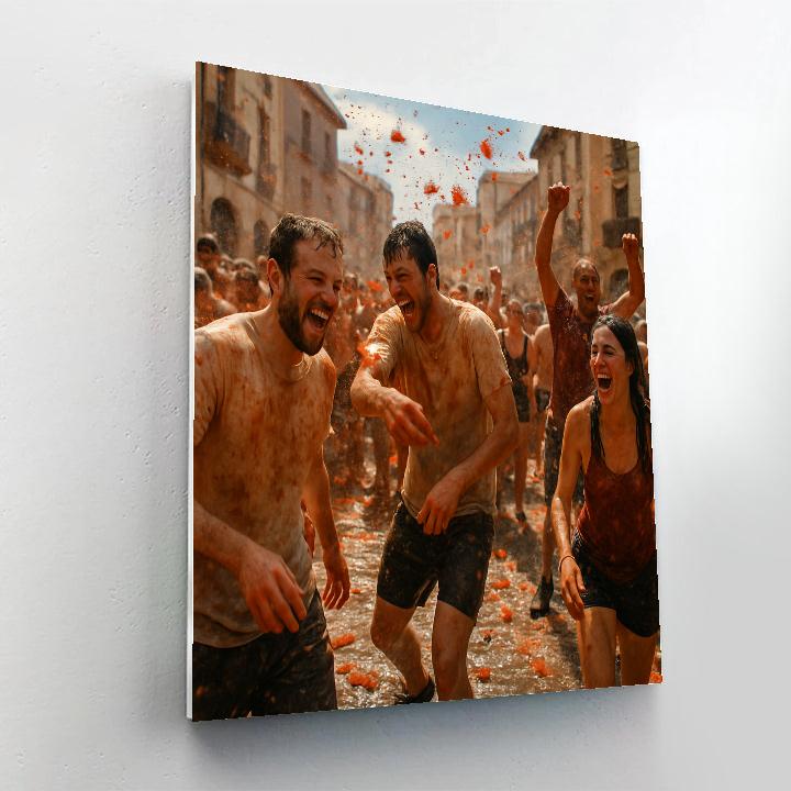 La Tomatina Tomato Throwing DIY paint by numbers