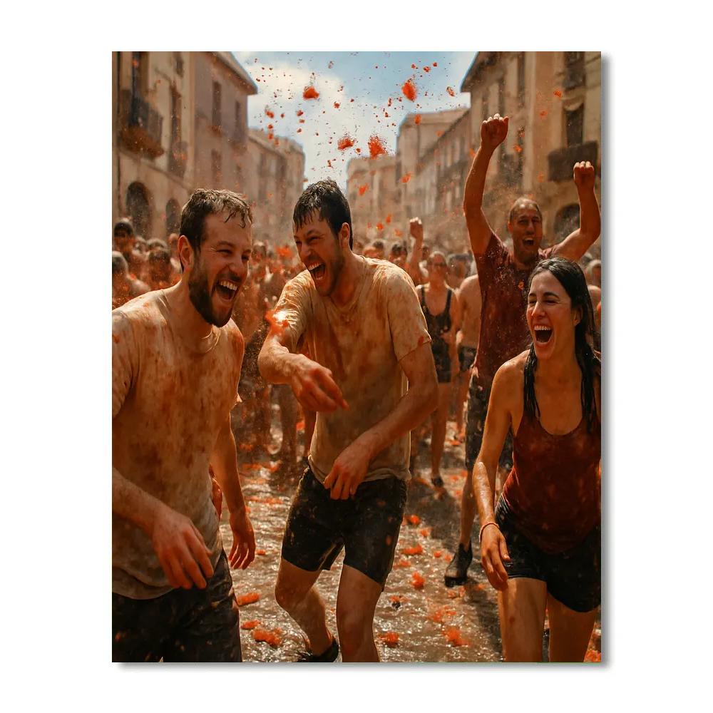 La Tomatina Tomato Throwing DIY paint by numbers