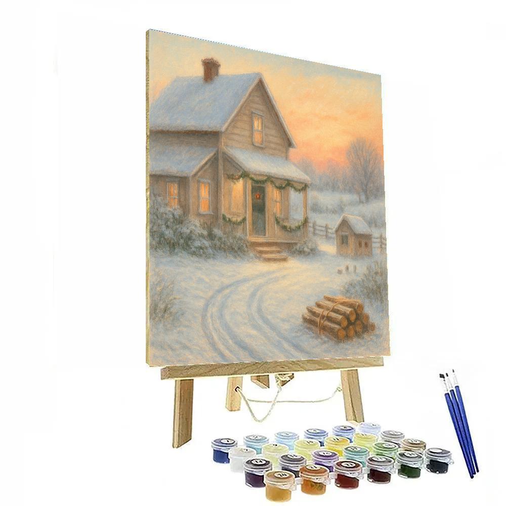 Festive Farmhouse At Dawn Numbered painting kits