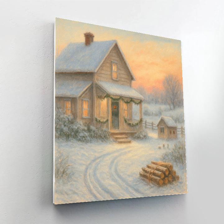 Festive Farmhouse At Dawn Numbered painting kits