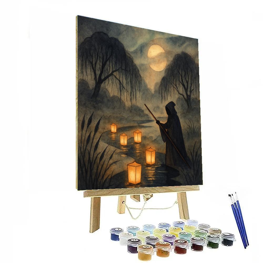 Lantern-Floating Marsh Paint by numbers art