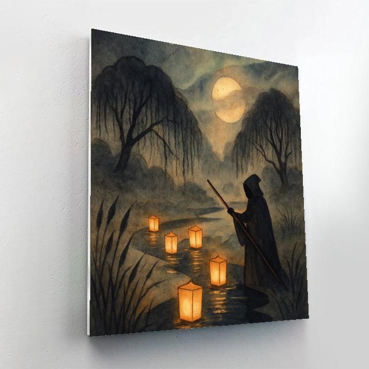 Lantern-Floating Marsh Paint by numbers art