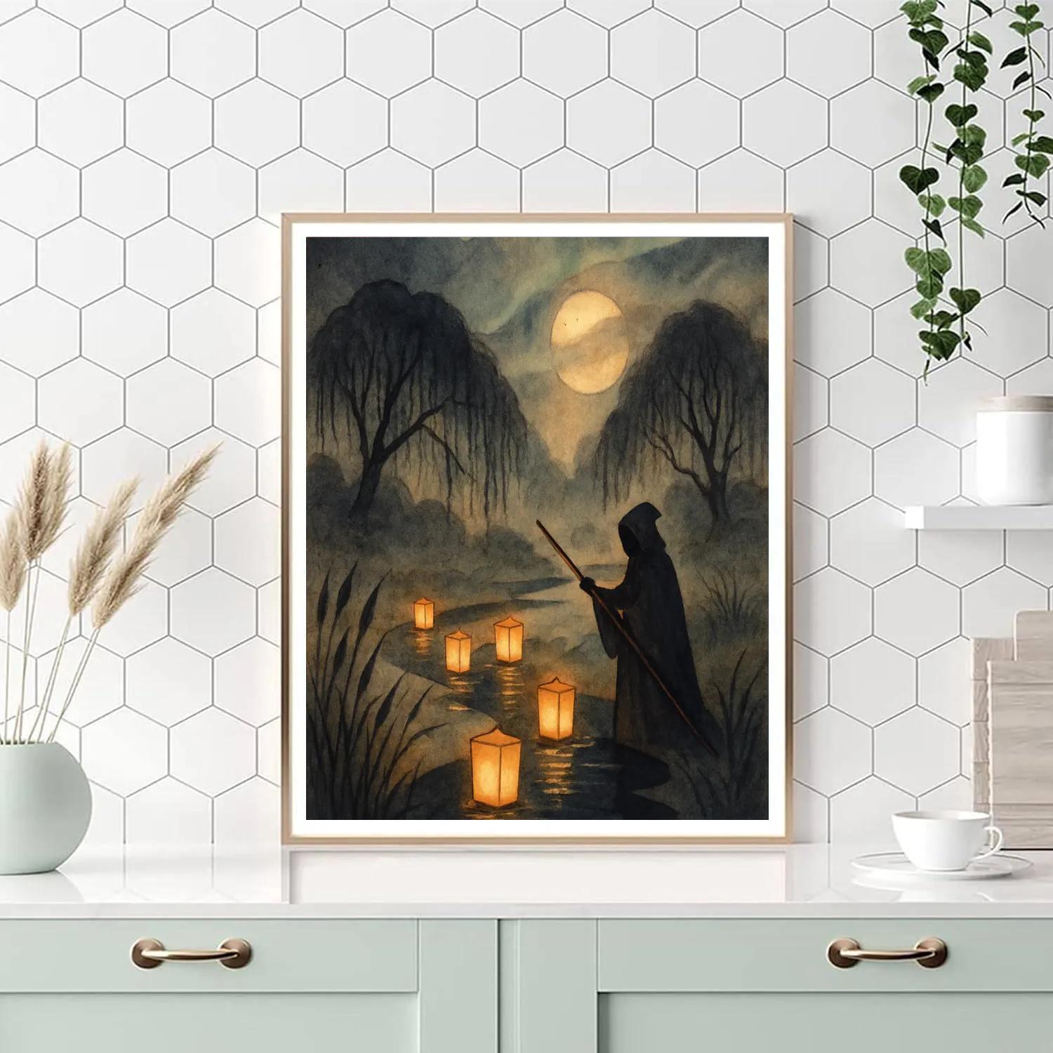 Lantern-Floating Marsh Paint by numbers art