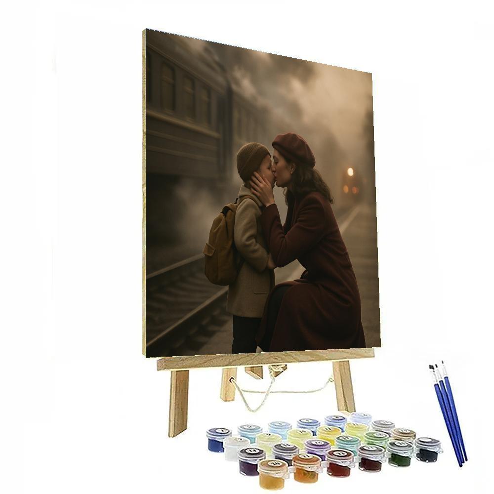 Train Platform Goodbye Kiss Numbered painting kits