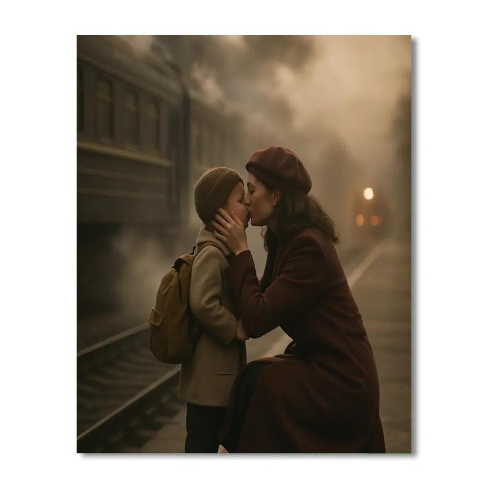 Train Platform Goodbye Kiss Numbered painting kits