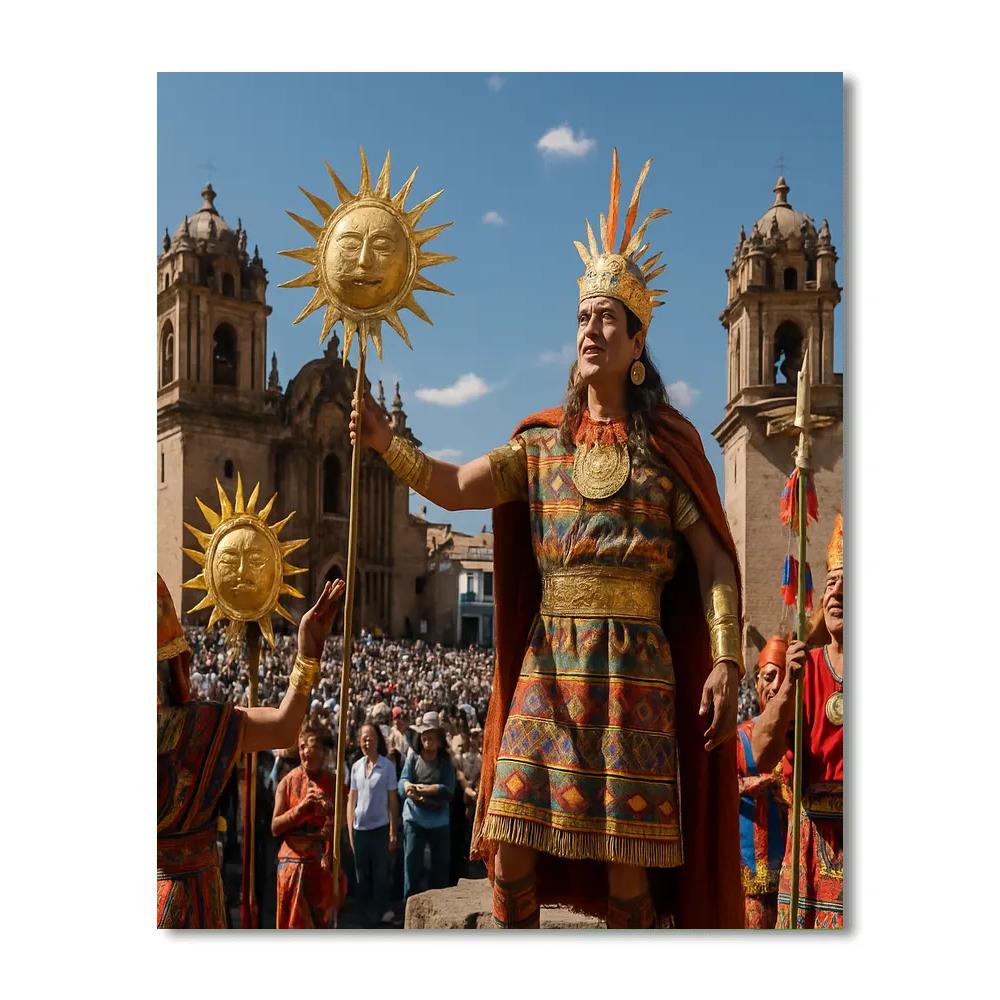 Inti Raymi Cuzco Plaza Ceremony paint by color