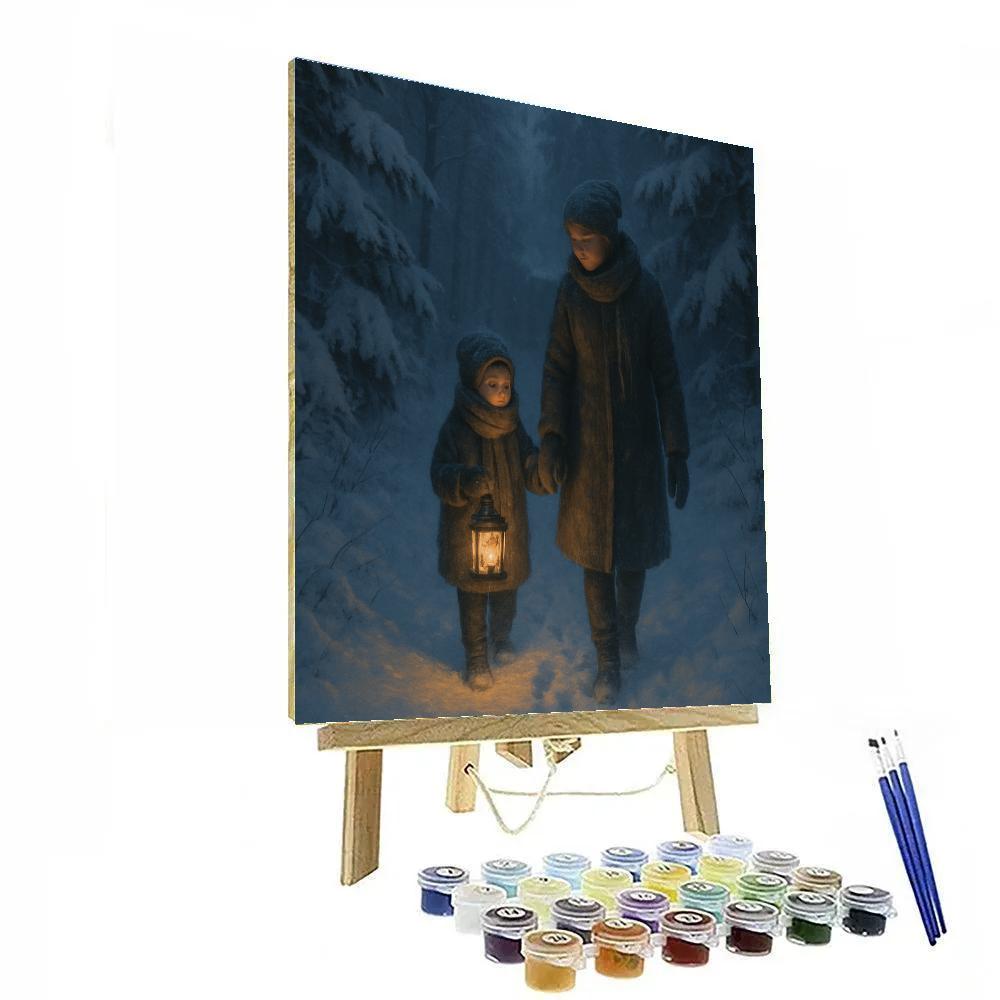 Snow Lantern Night Walk Paint by numbers art