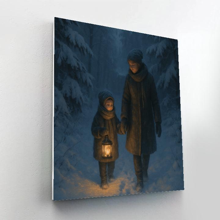 Snow Lantern Night Walk Paint by numbers art