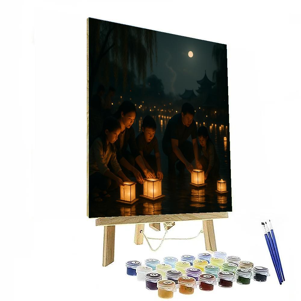 Lantern Festival River Release Paint by numbers art