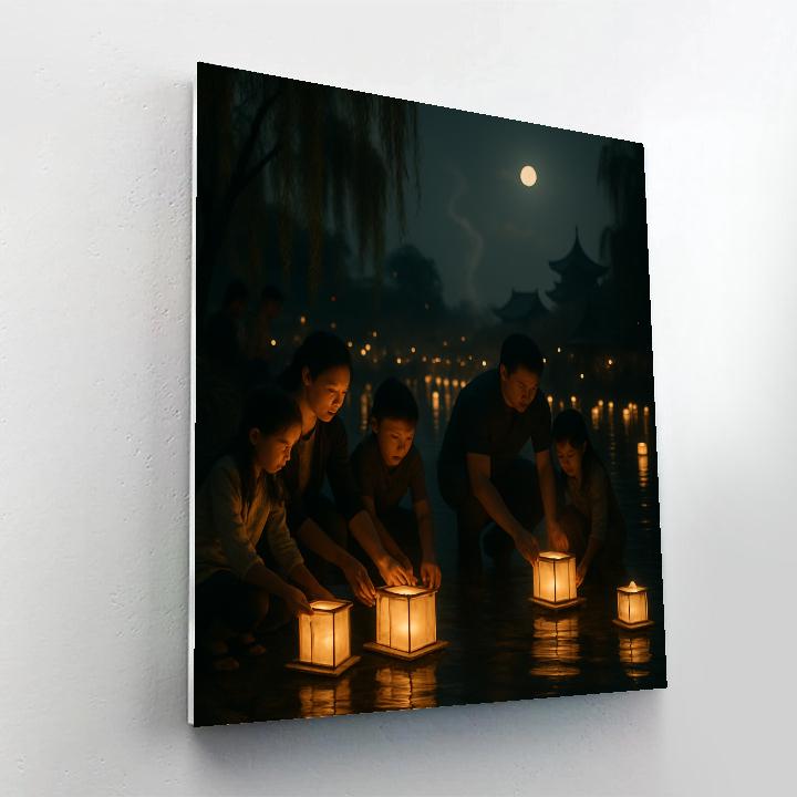 Lantern Festival River Release Paint by numbers art