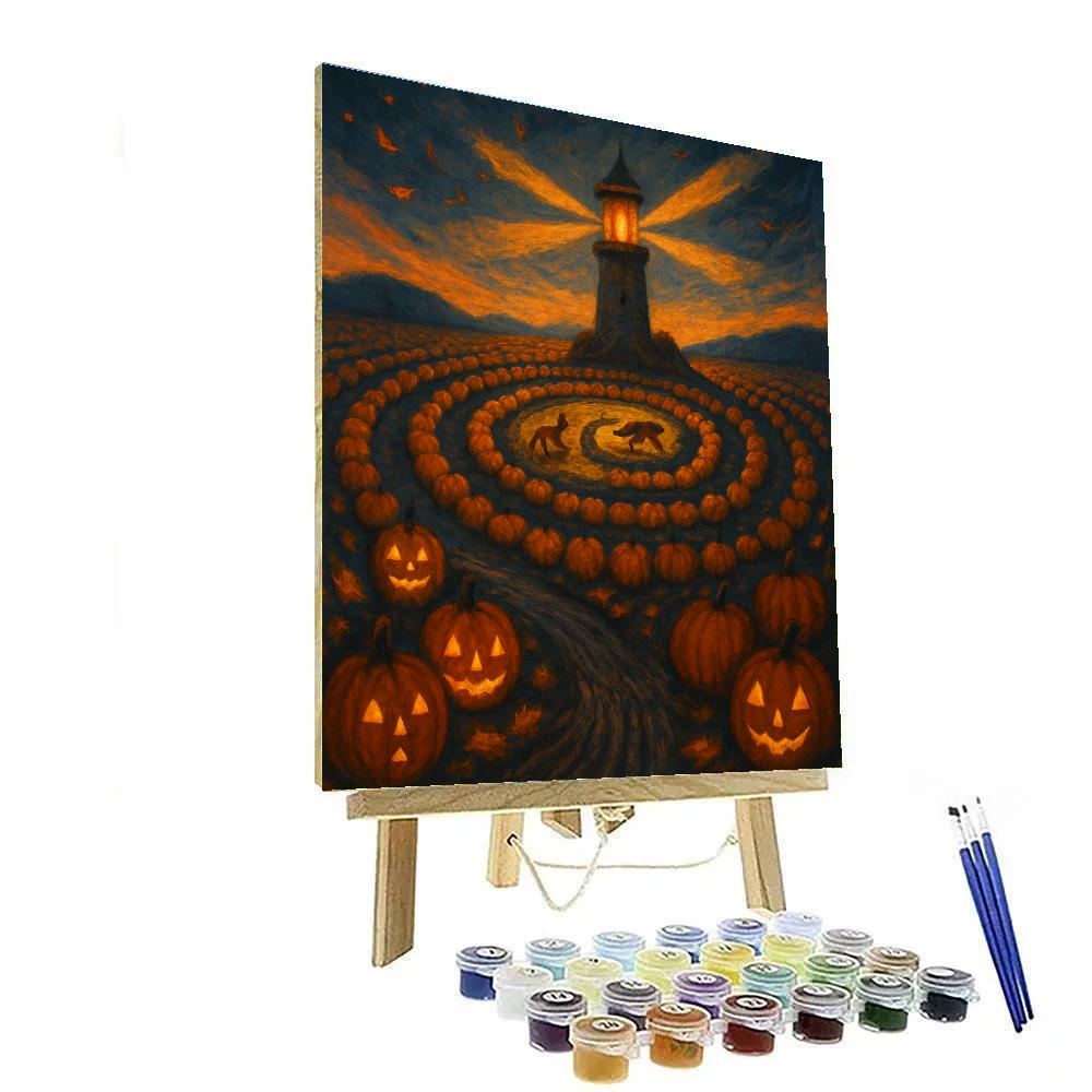 Pumpkin Lighthouse Field paint by number