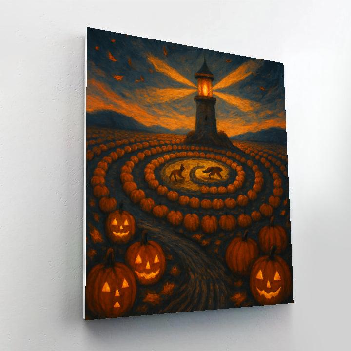 Pumpkin Lighthouse Field paint by number