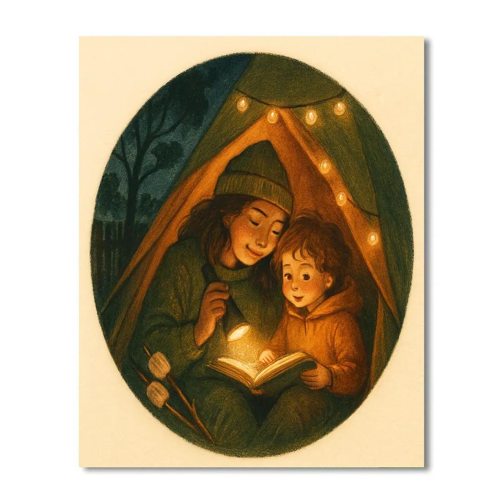 Backyard Camping Story Circle Paint by numbers art