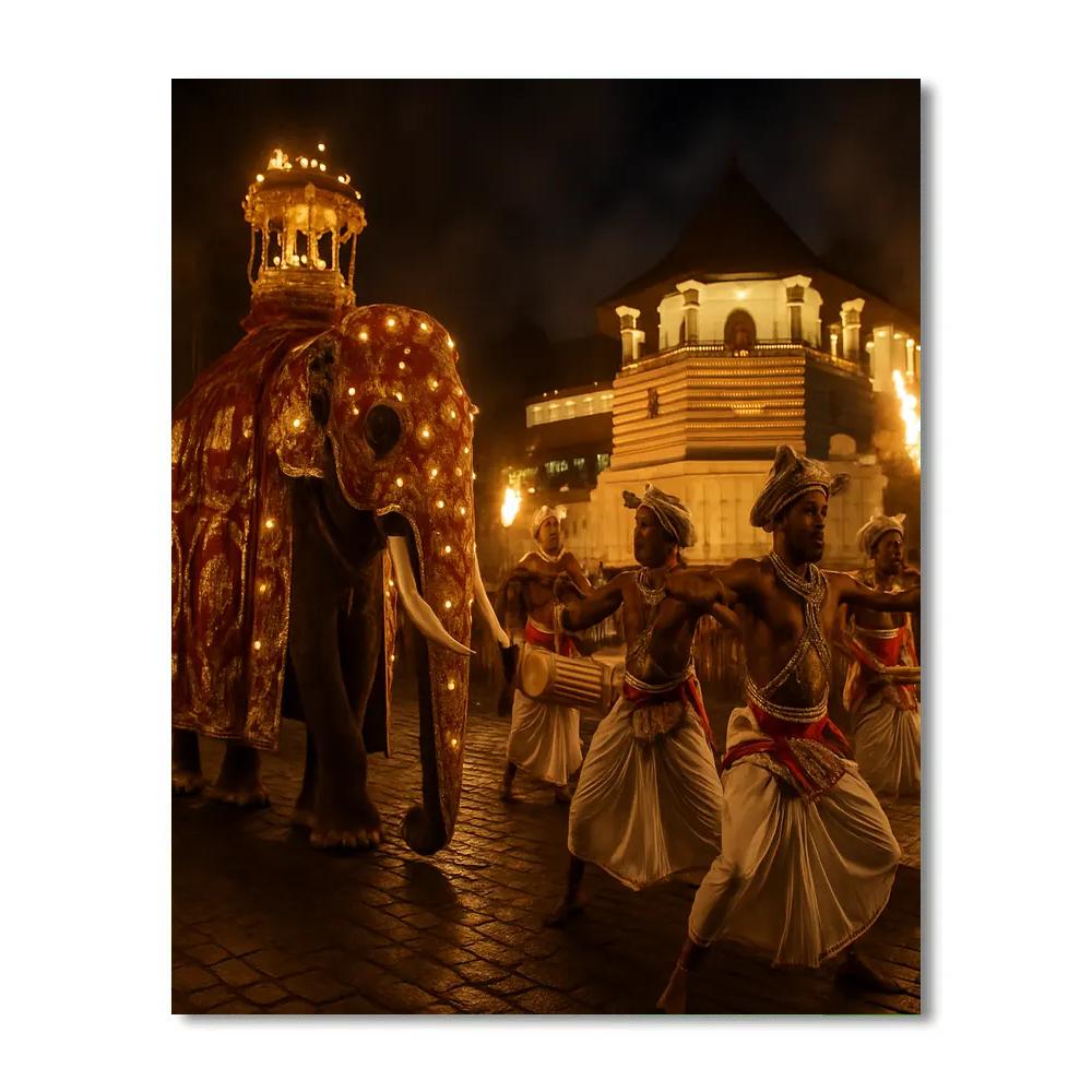 Kandy Esala Perahera Night Parade paint by number