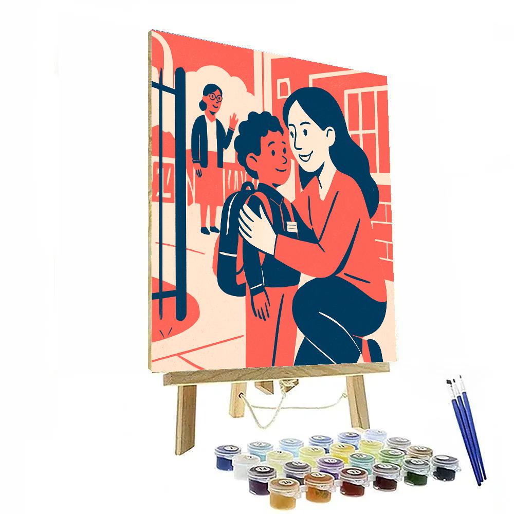 School Gate Proud Hug paint by numbers