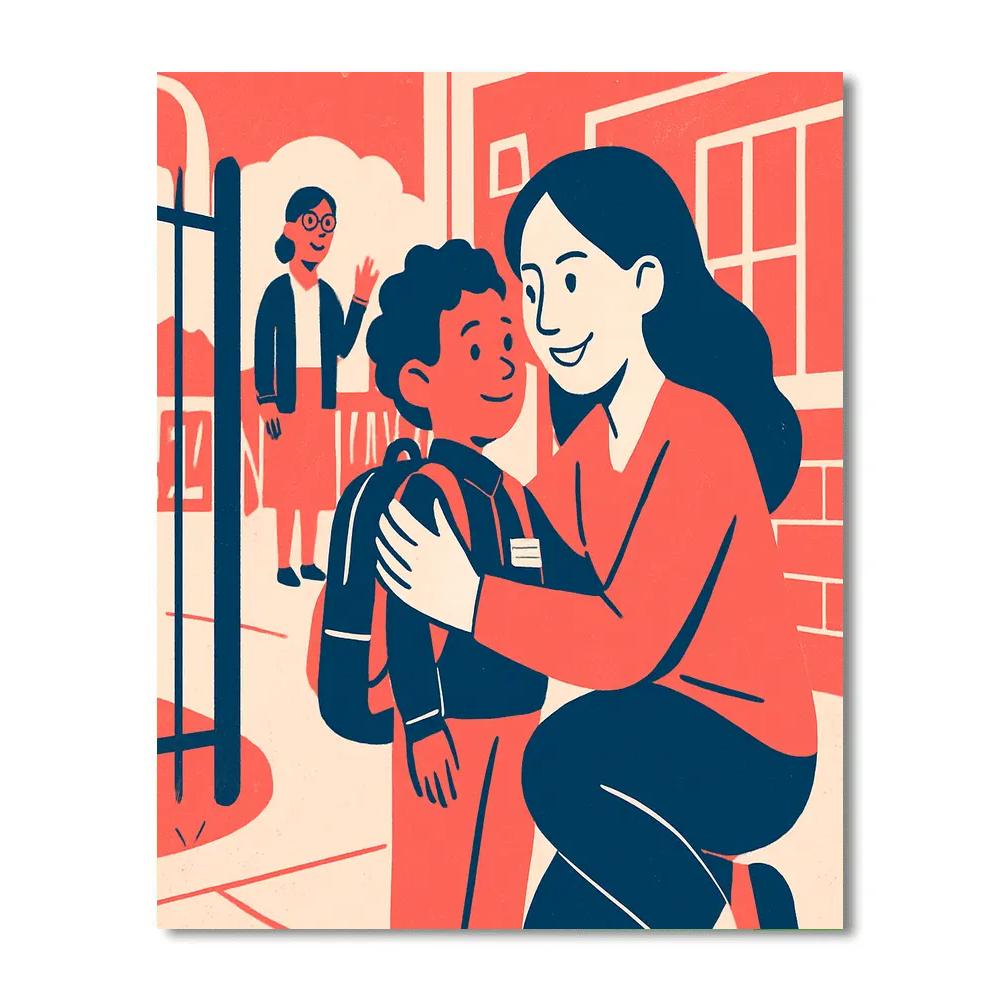 School Gate Proud Hug paint by numbers