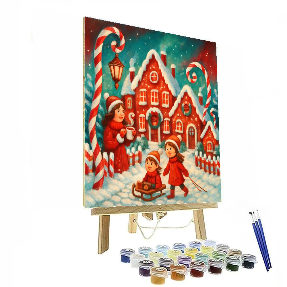Candy Cane Lane At Night Paint by numbers kits