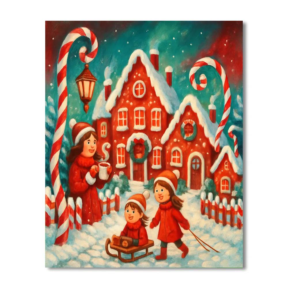 Candy Cane Lane At Night Paint by numbers kits