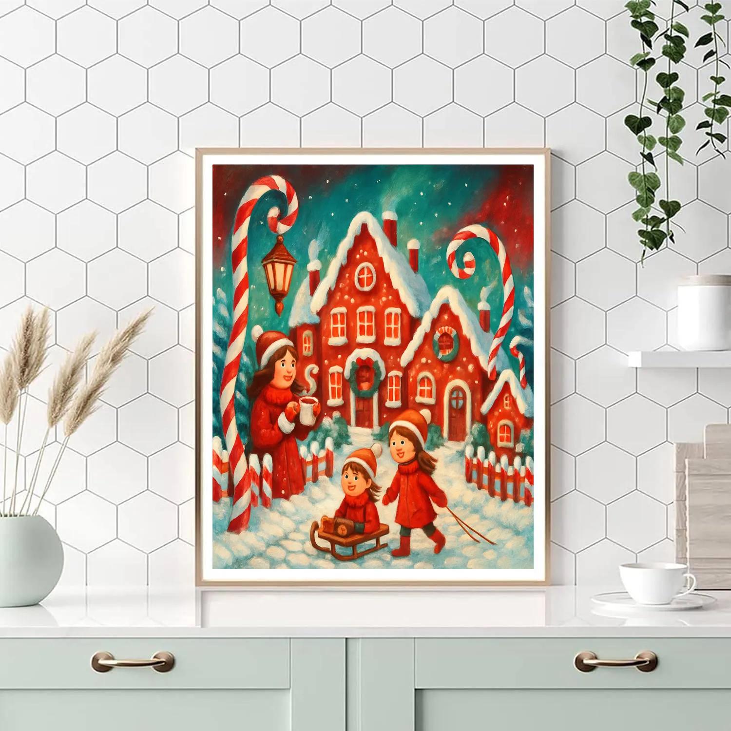 Candy Cane Lane At Night Paint by numbers kits