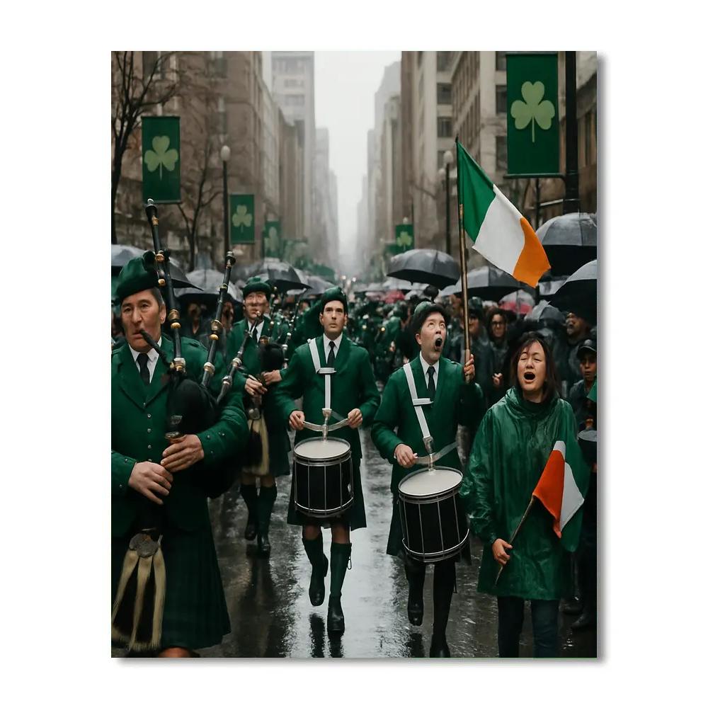 St Patrick Parade City March Number painting