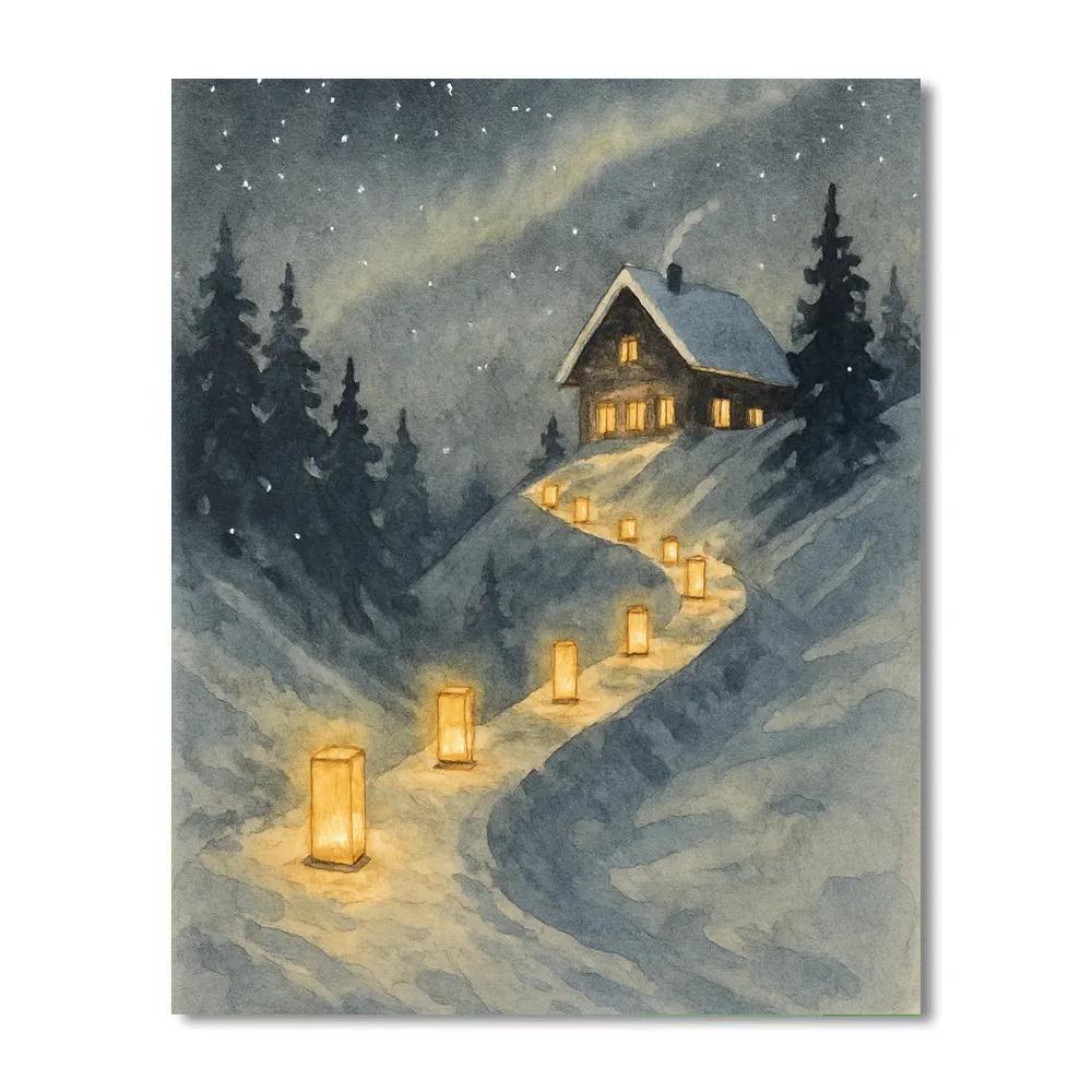 Lanterns Along The Pine Ridge Paint by numbers art