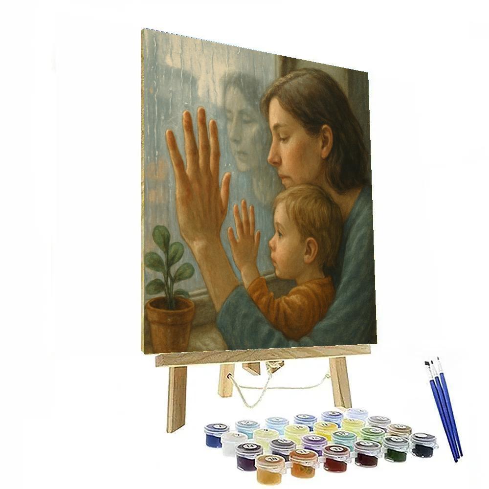 Rainy Window Handprint DIY paint by numbers