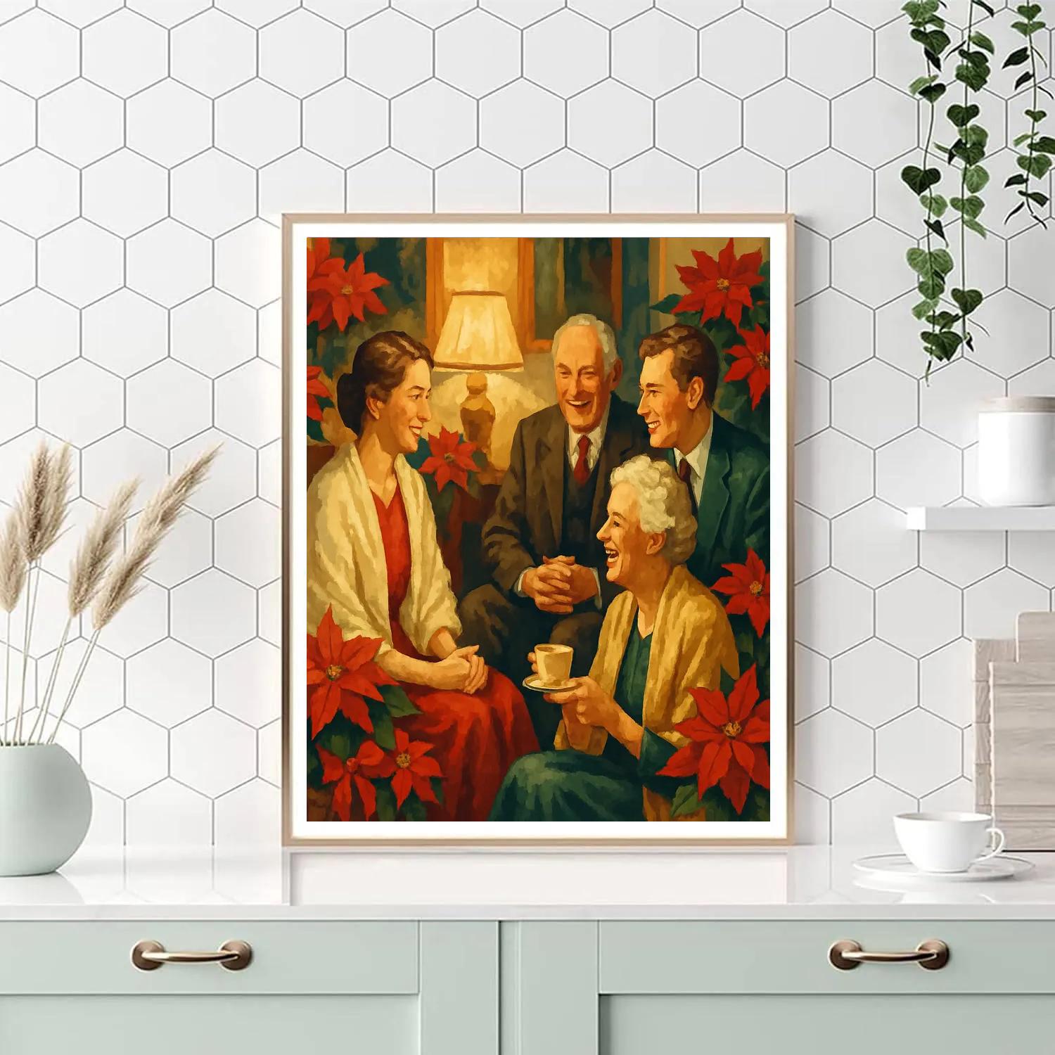 Poinsettia Parlor Paint by numbers kits