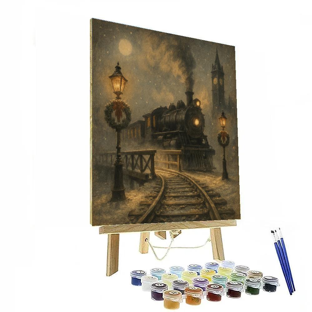 Silent Night Train Crossing paint by number