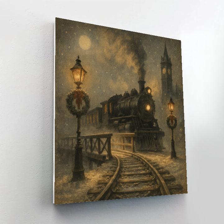Silent Night Train Crossing paint by number