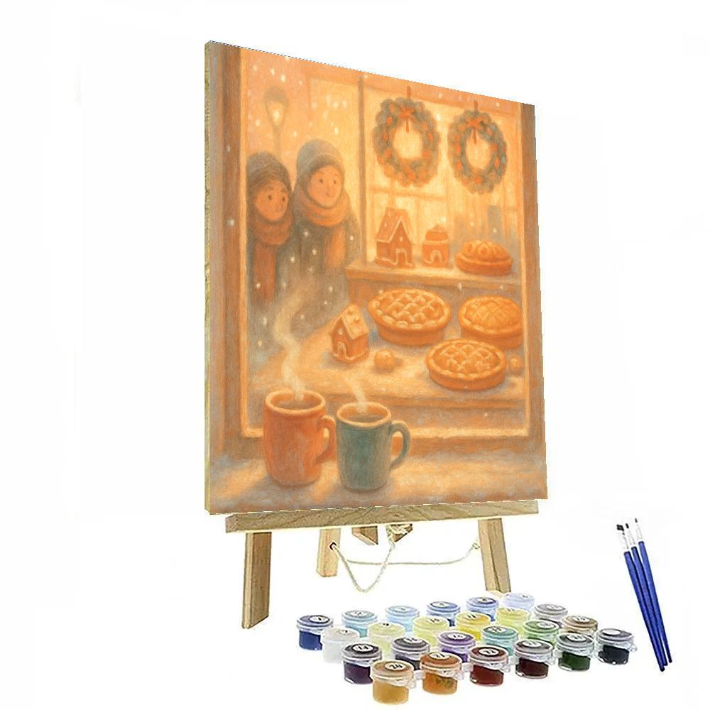 Snowy Bakery Window Warmth Number painting