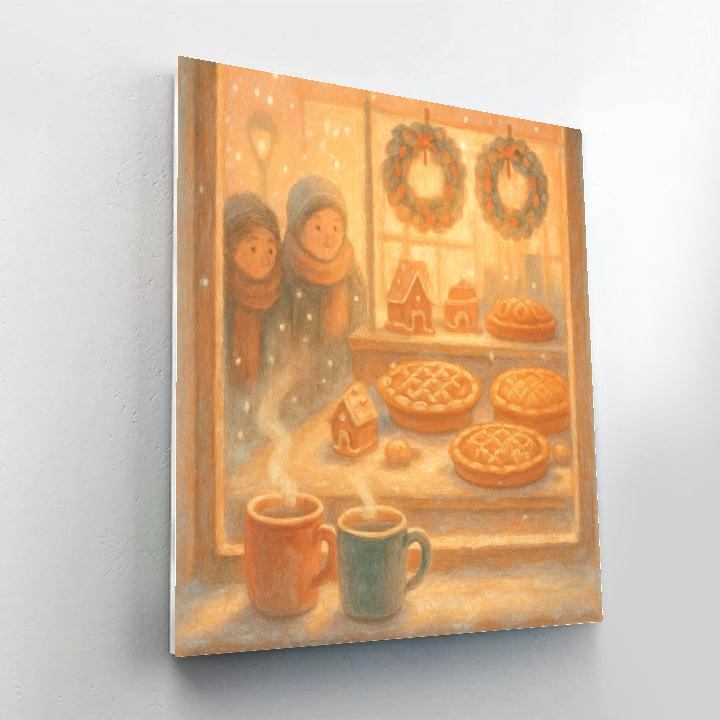 Snowy Bakery Window Warmth Number painting