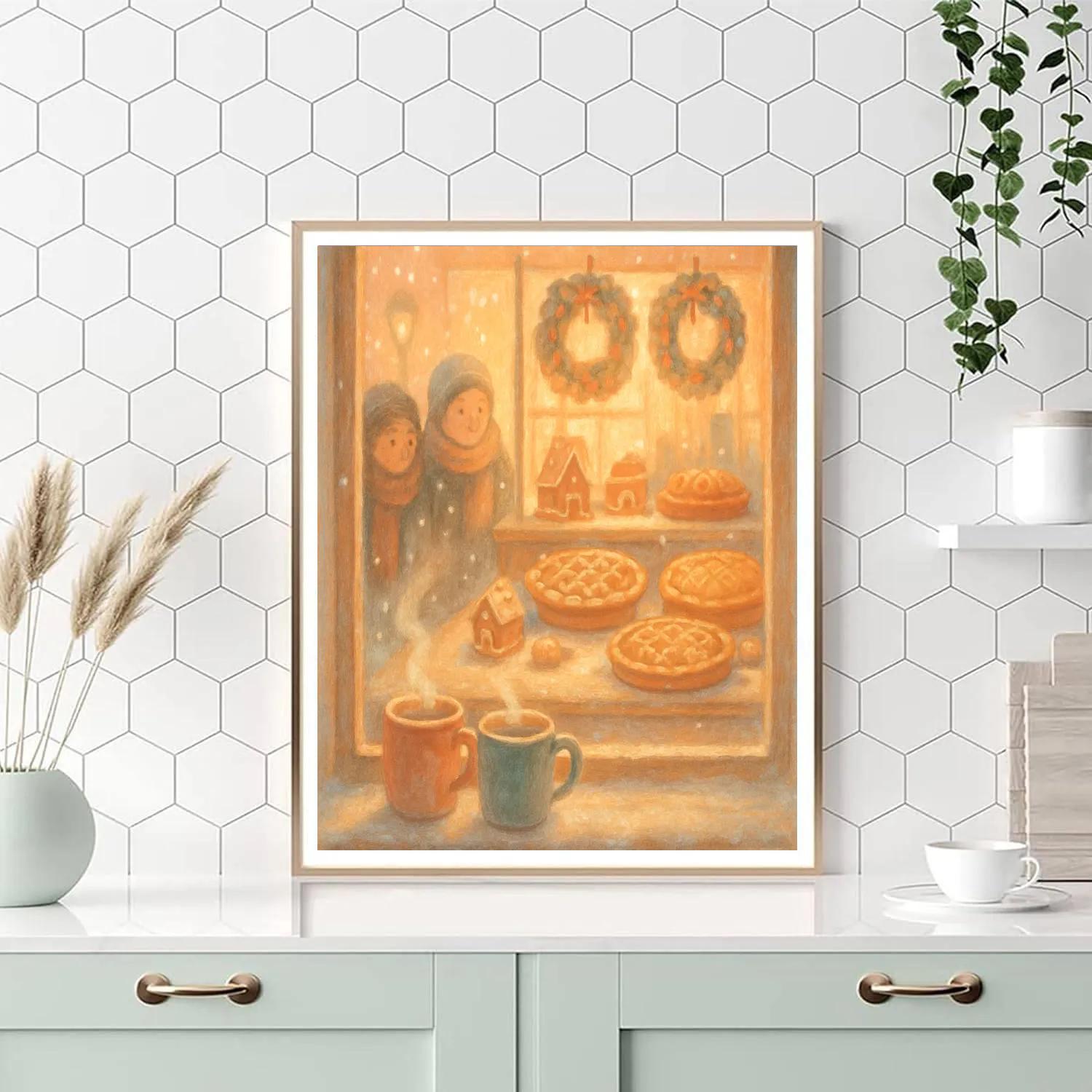 Snowy Bakery Window Warmth Number painting