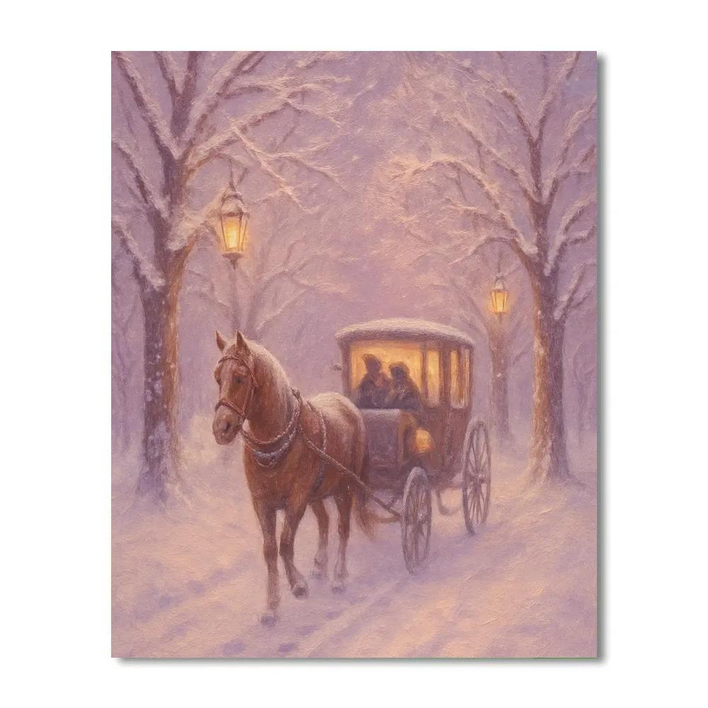 Carriage Ride Through Frosted Oaks Number painting