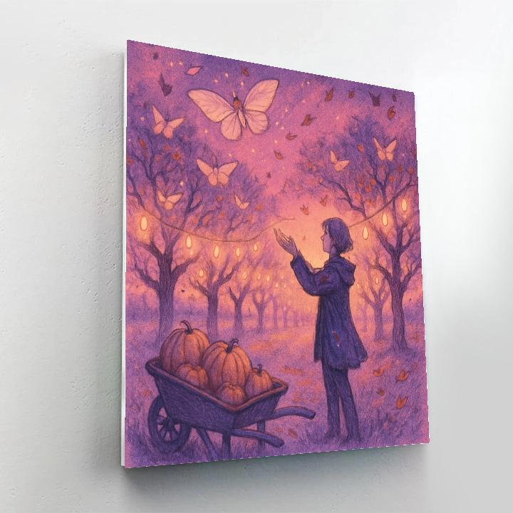 Silent Orchard Of Paper Moths paint by number